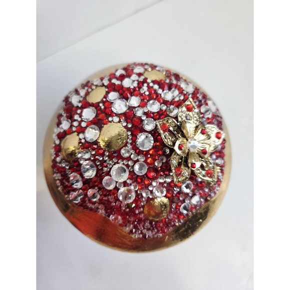 Hand Painted Folk Mushroom Fairy Garden Bling Rose Flowers Ceramic Bird House - Picture 3 of 8